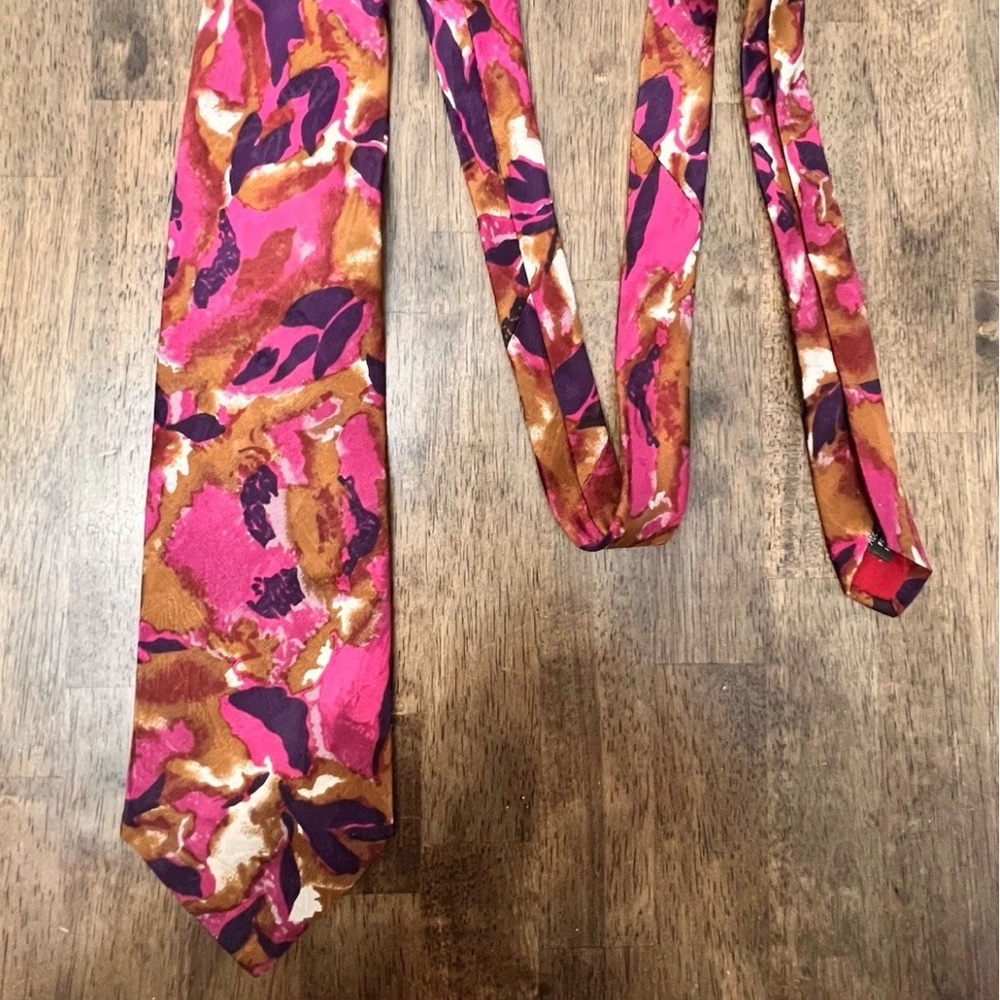 Givenchy Abstract Silk Tie in Pink, Brown & Purple